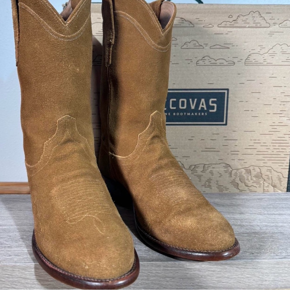 Unbranded Men’s Suede Cowboy Boots — Tan
